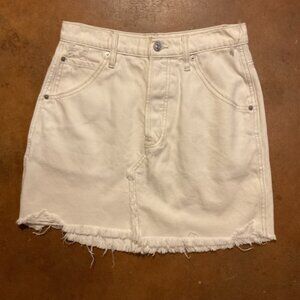 Free People Distressed White Mini Denim Skirt 27 C1